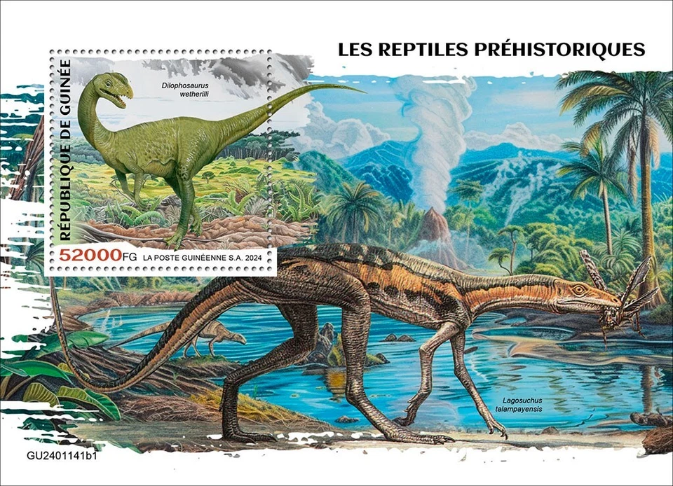 Prehistoric Reptiles MNH Stamps 2024 Guinea S/S - Image 1 of 1