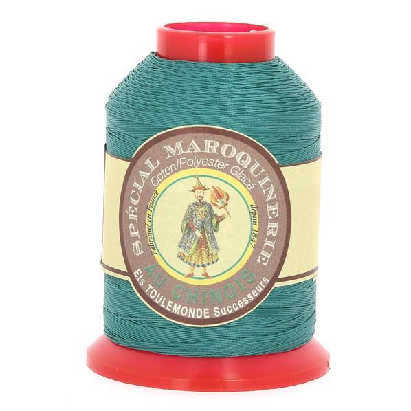Fil polyester coton maroquinerie 28/3 paon - Bobine fil couture cuir 0,45mm de 700 mètres