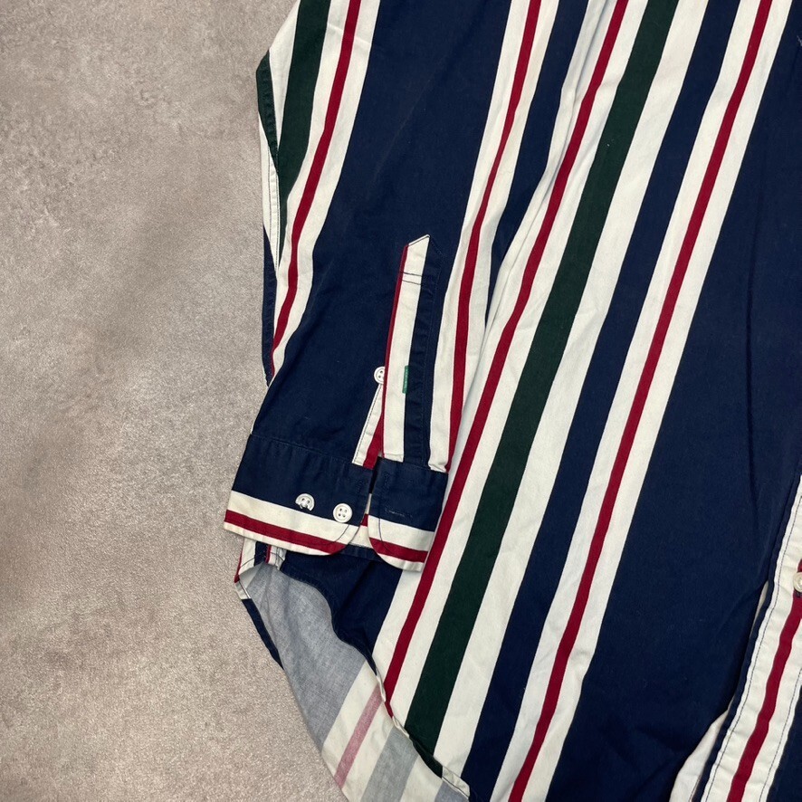 Tommy Hilfiger Shirt Mens Large Crest Long Sleeve Striped Button Up Top, Navy, image 6