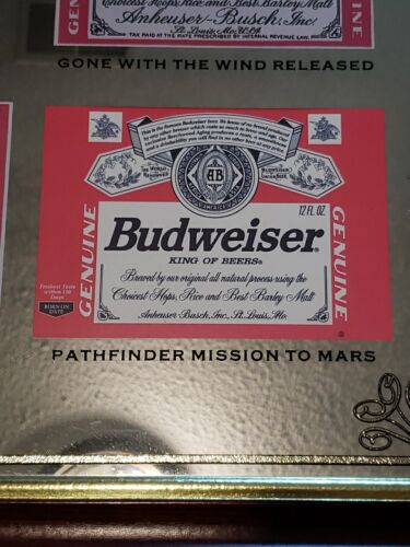 1999 Budweiser Beer Framed Mirror, "Beer Labels Through American History" - Picture 13 of 22