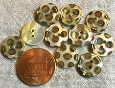 10 Small Colorful Dyed Natural MOP Shell Czech Buttons Almost 1/2" 12mm 8678