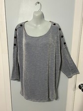 NWT W5 Blue Multi Striped Top with 3/4 Sleeve...