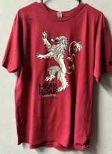 Graphic Tee L Red Tagless HBO Game Of Thrones Hear Me Roar Lannister  Cotton