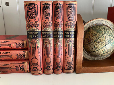 SHAKESPEARE SÄMTLICHE DRAMATISCHE WERKE JUGENDSTIL ca. 1900  12 BÄNDE 4 BÜCHER