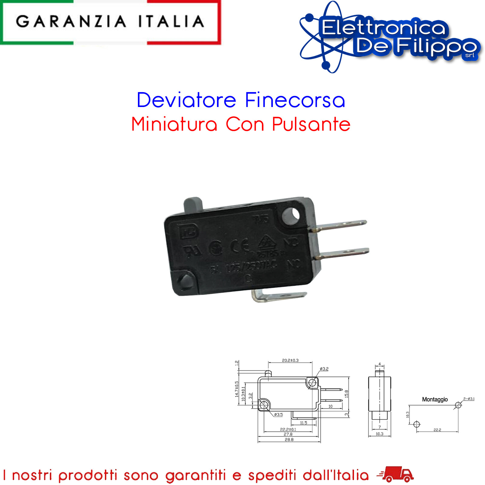 Deviatore Finecorsa Miniatura Con Pulsante