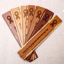 Made-in-the-USA Inlaid and Engraved Autism Awareness Wood Bookmark 