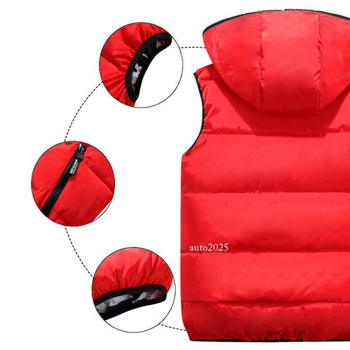 Adults Men Puffer Quilted Hooded Waistcoat Gilet Bubble Jacket Coat Tops Warm - Picture 11 of 30