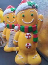 Gingerbread Men Tabletop Blow Mold 11 Inch Battery Operated HolidayTime Set Of 2