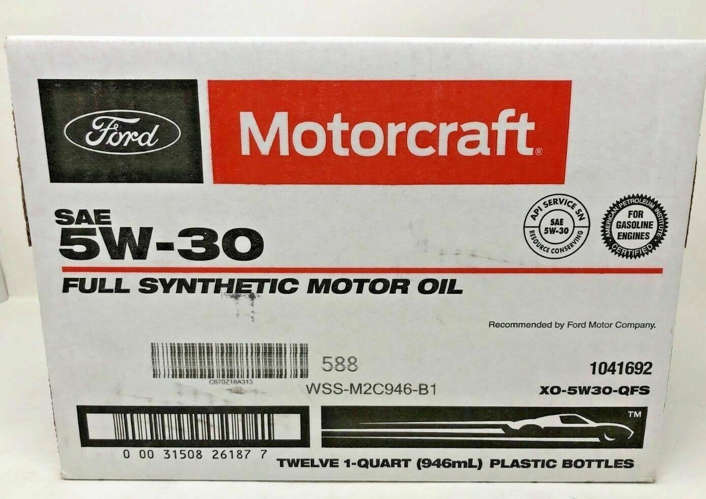 Motorcraft XO5W30QFS GF5 Full Synthetic Motor Oil 12 Quarts 5W-30