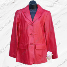Excelled Women Sz M Notch-lapel Leather Blazer Single Breasted Sport Coat Jacket