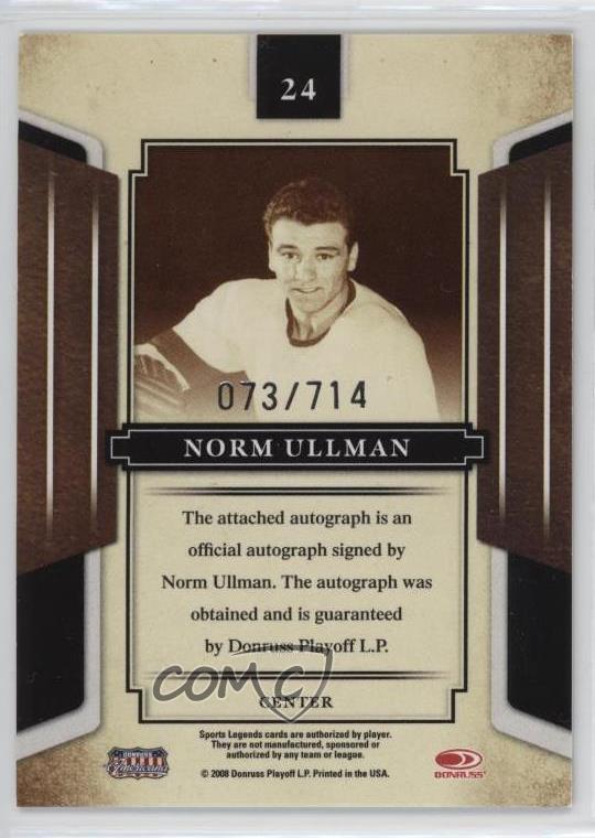 2008 Donruss Americana Sports Legends Mirror Red Signatures Norm Ullman