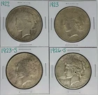 1922 1923 1923-S 1926-S Peace Dollar Lot of 4 (713)