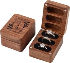 Mr Mrs Ring Box for Wedding Ceremony Engagement 3 Slot Mr Mrs Black Lining