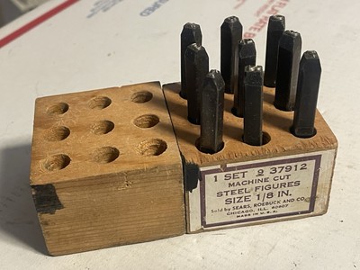 Vintage Sears Roebuck 37912 Machine Cut STEEL Number Punch FIGURES Size 1/8 In.