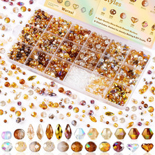 1750 Pcs Champagne Crystal Glass Beads for Jewelry Making with Box