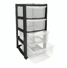 Plastic Storage Unit 4 Tier Mini Drawer Tower School Office Home Desktop UK