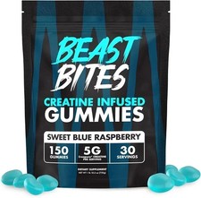 NEW Beast Bites Creatine Gummies Blue Raspber...