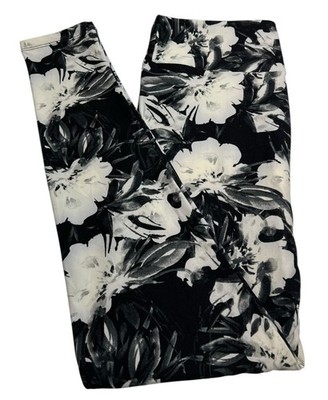 LuLaRoe Leggings OS One Size Floral BLACK Gothic Modern ROSE Flower Ships FAST