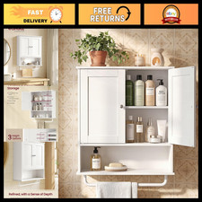 Wall Mounted Bathroom Storage Cabinet, 2 Doors, Adjustable Shelves, Space Saver