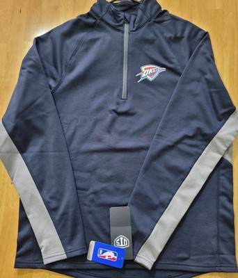 NBA Oklahoma City Thunder OTS Mens Medium 1/4 Zip  Pullover Navy Blue NEW