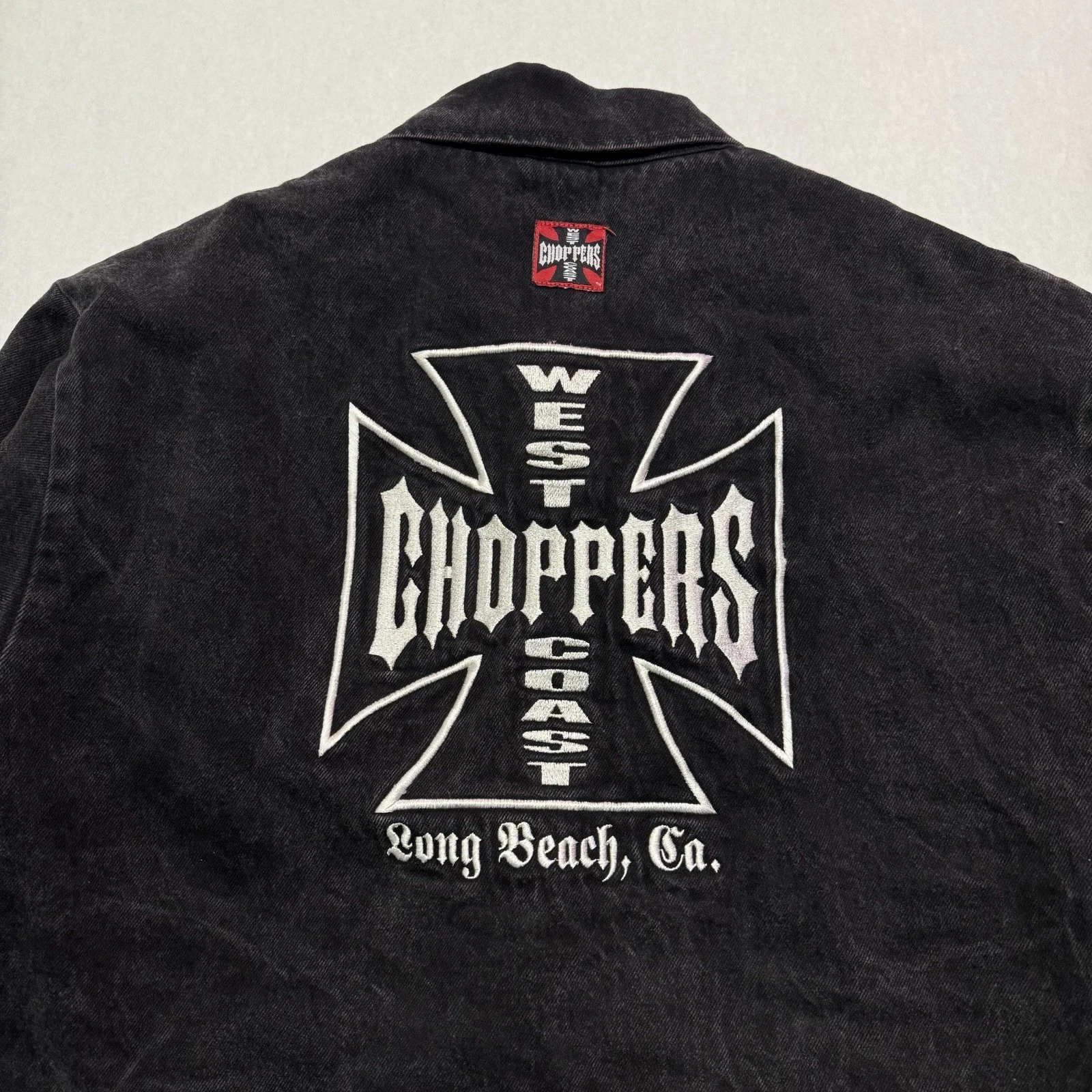 Vintage West Coast Choppers Chore Work Jacket Embroidered Medium Long Beach CA image 3