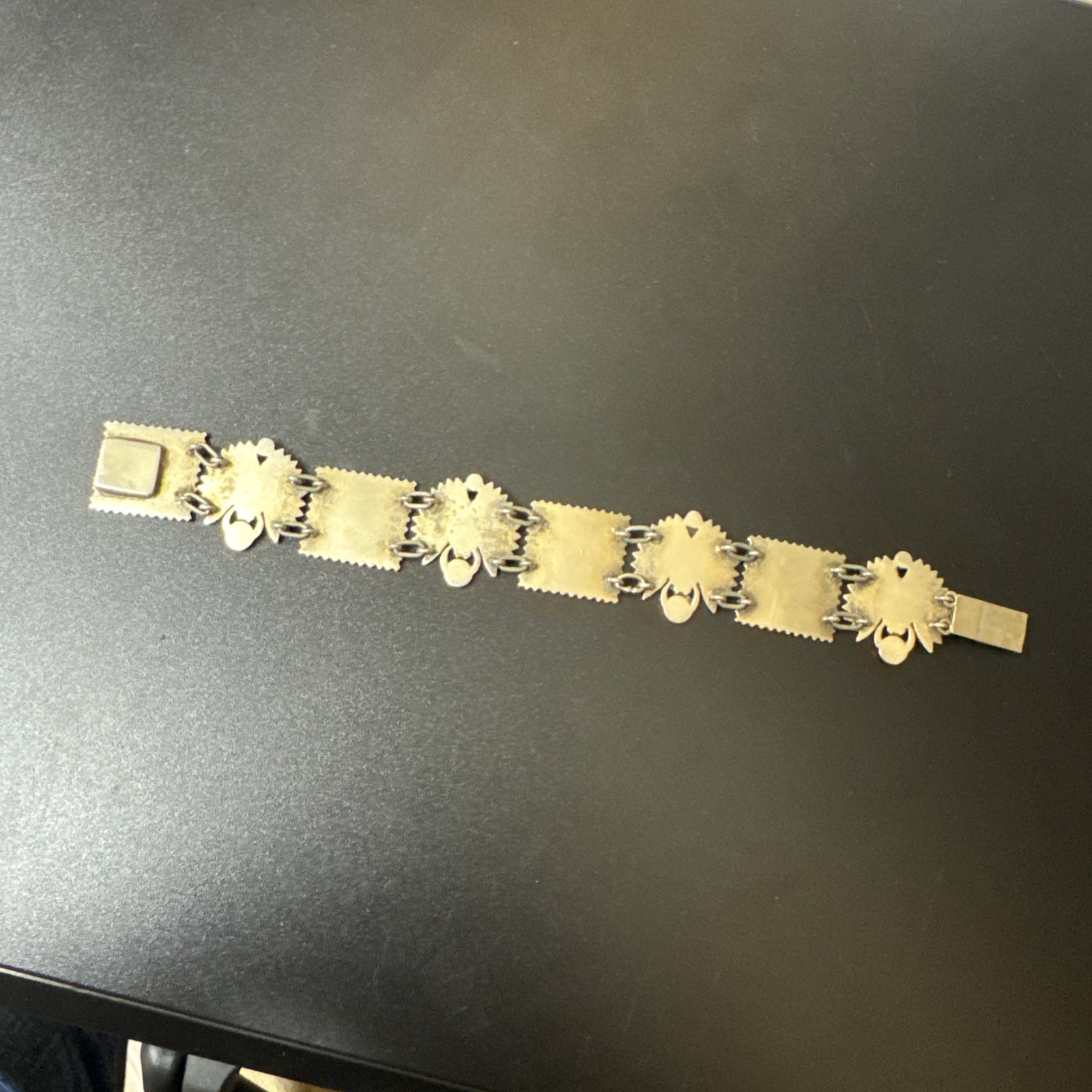 Superb Solid Silver 800 Scarab Beetle Enamel Brac… - image 8