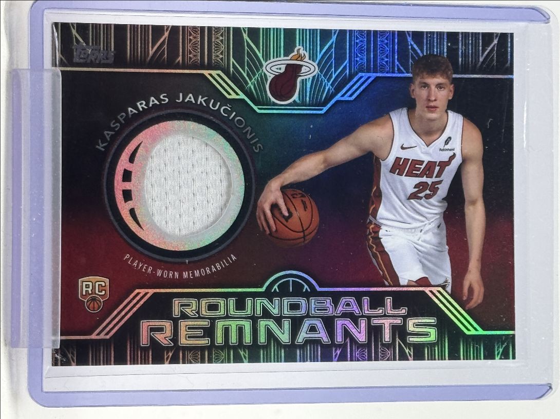 KASPARAS JAKUCIONIS 2025-26 TOPPS ROOKIE ROUNDBALL REMNANTS PATCH RC Q0234