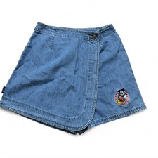 Vintage Mickey Unlimited Girls Denim Skort 7/8 Embroidered Disney Mickey Mouse