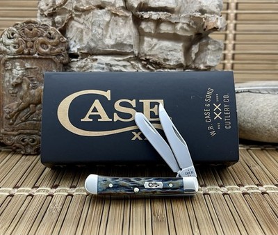 Case XX USA Pocket Worn Hand Fired Mediterranean Blue Bone Tiny Trapper Knife