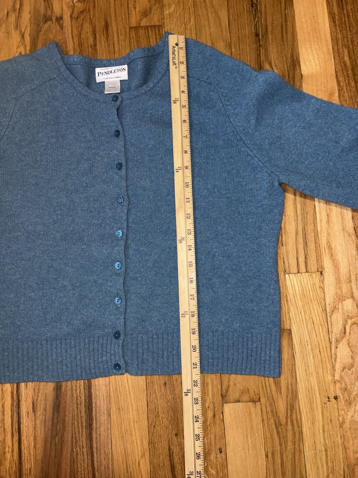 Authentic Pendleton 100% Lambswool Teal Button Up… - image 5