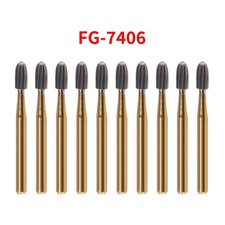10Pcs Dental Tungsten Carbide Burs Trimming  Finishing Egg Football FG 7406
