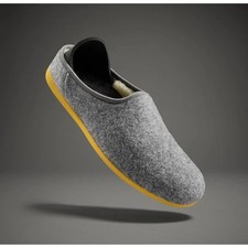 Mahabis Classic Felt Slippers Dark Grey Yellow Sole EU 36 Womens