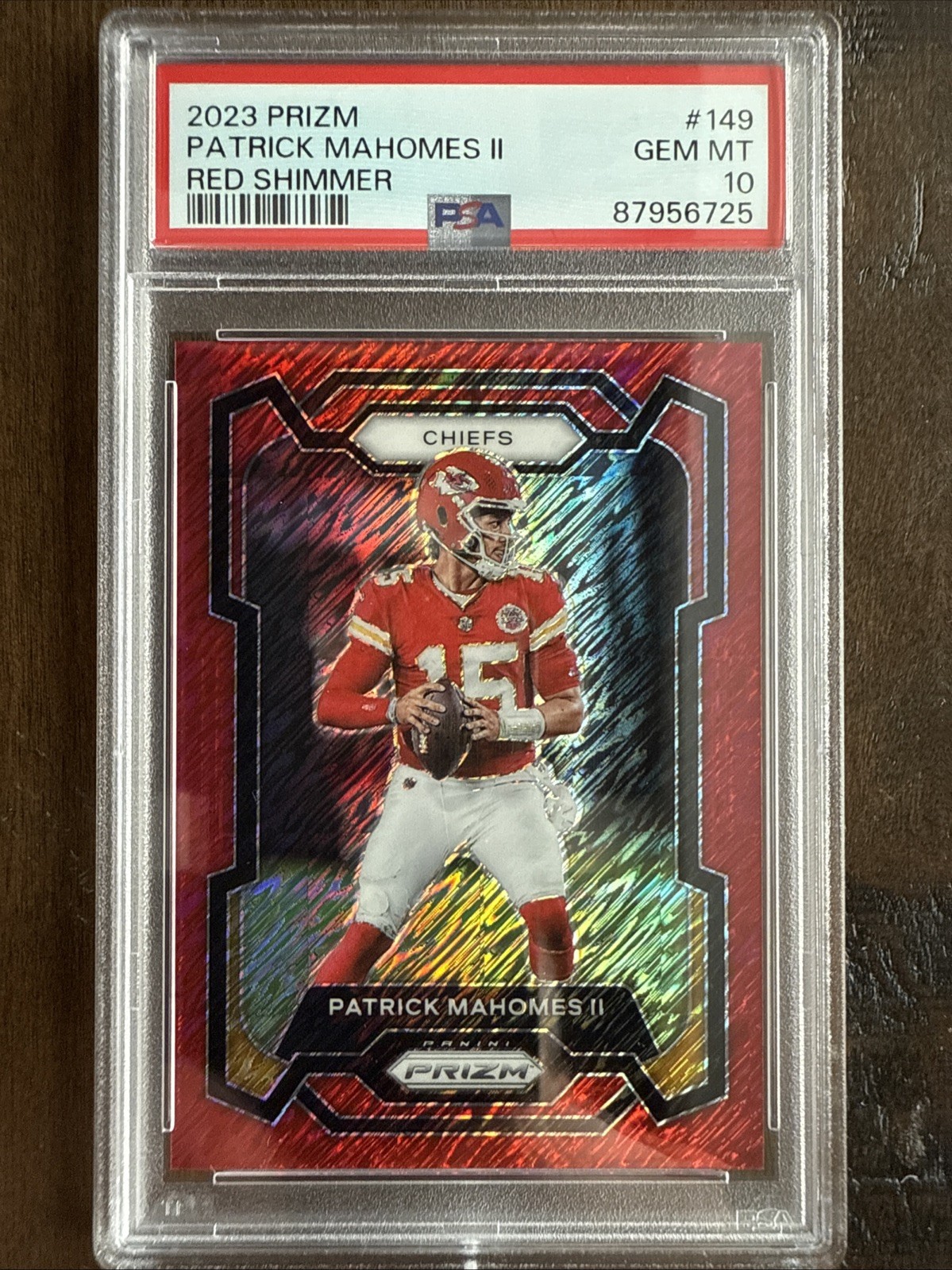 2023 Panini Prizm Patrick Mahomes II Red Shimmer 11/35 PSA 10 #149 Color Match!