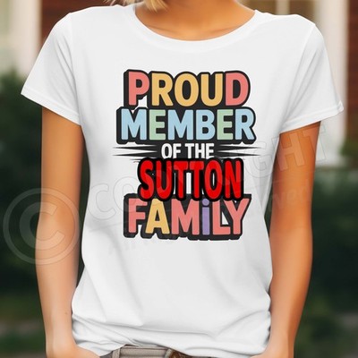 T-Shirt SUTTON Familienname Damen Geburtstag Party Wiedersehen Geschenk Spaß Weihnachten