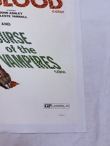 1971 Beast Of Blood + Curse Of The Vampires Orig 27x41 Poster On Linen EX Cond - Picture 2 of 11