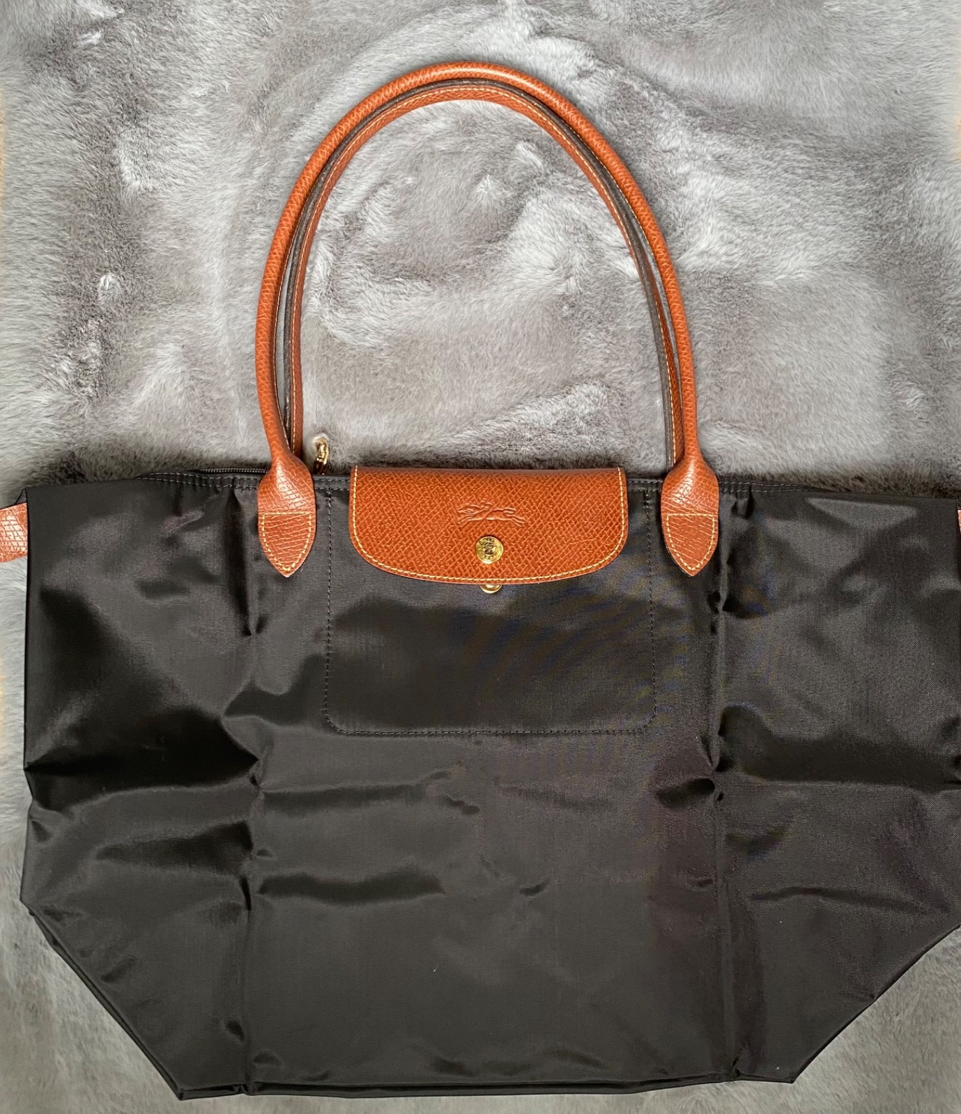 NEW 2010s Authentic Longchamp Le Pliage Original Black Large Tote Shoulder Bag image 2