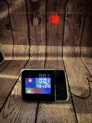 Wecker 180° drehbarer Projektor 3,7   LCD Digital Wetteranzeige Luftfeuchtigkeit