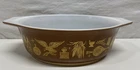 Vintage Pyrex 043 Early American Brown Gold 1.5 Qt oval Baking Casserole Dish