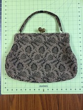 Vintage Floral Tapestry Handbag, Kiss-Lock Closure, 18  x11  , Inner Pocket, VGC