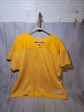 Vintage Russell Athletic Jersey Gym Mesh Practice Yellow Gold Medium