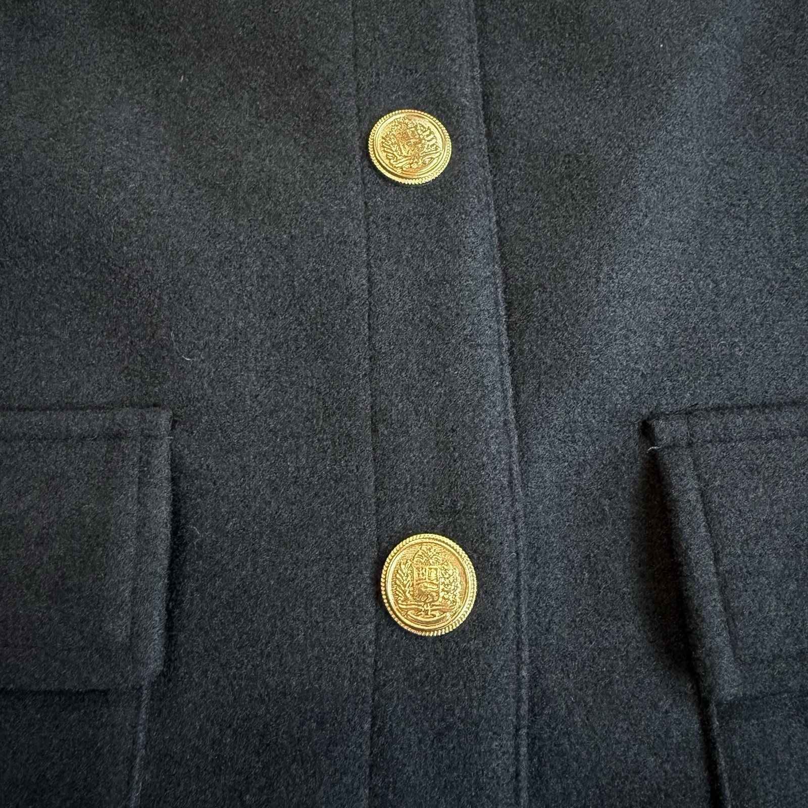 New Jason Wu Edit Cropped Pea Coat 4 S Military Jacket Blazer Gold Tone Button image 5
