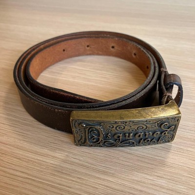 DSQUARED2 Leather Belt Brown Size 85 Men Made in Italy Distressed Auth 104cm