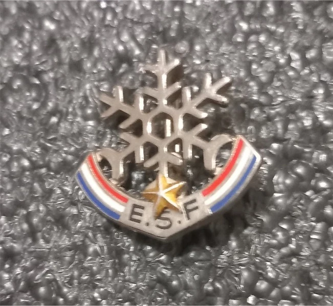 Insigne Le Cristal Alpes - Médaille Ski émail - Broche Vintage école De Neige
