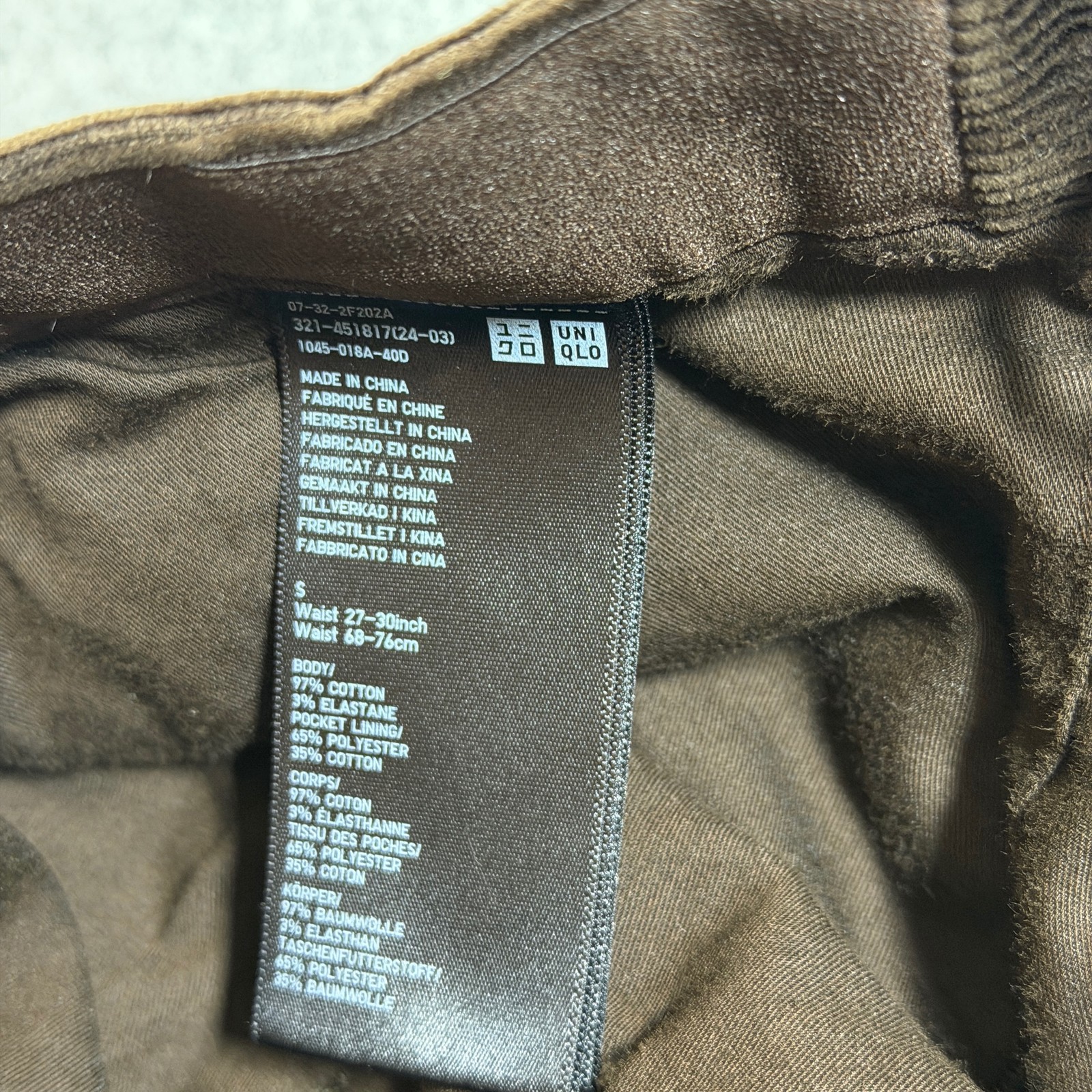 Uniqlo Corduroy Pants Womens S Brown Straight Fit Cotton Trousers Casual Preppy thumbnail 5