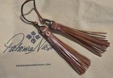 NEW Patricia Nash Genuine Leather Long Double Tassel Handbag Charm Brown Tan