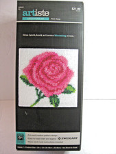 ARTISTE LATCH HOOK KIT PINK ROSE 12" X 12" NEW IN SEALED BOX