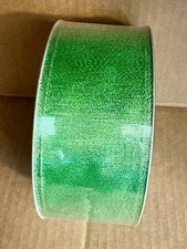 NEW 50 Yard Roll of Wired Sheer Green Craft Ribbon
