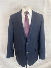Stafford Men's Dark Navy Blue Solid Wool Blazer 44R 495