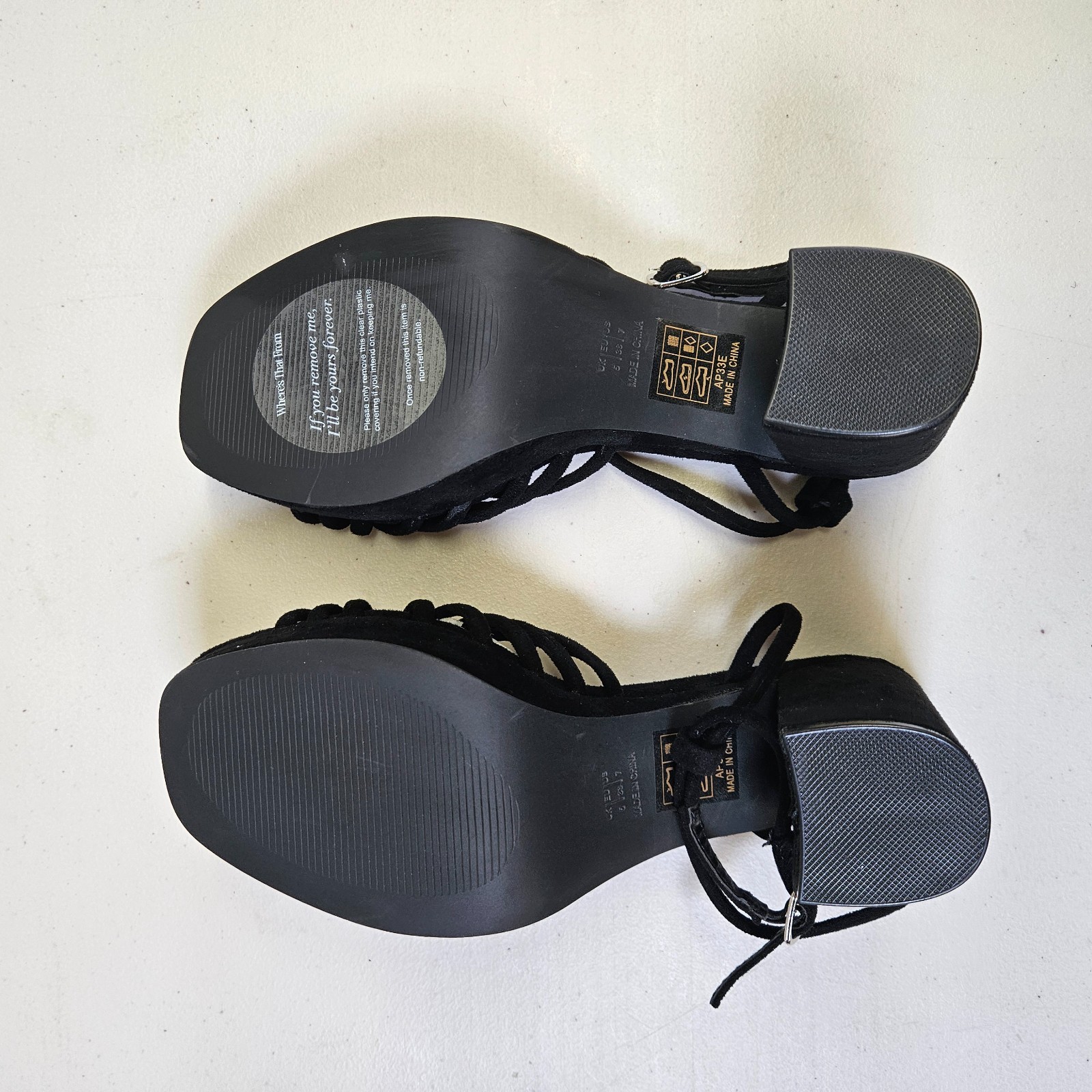 Womens Black Block Heel Sandals UK 5 Mule Knotted Strap Where’s That From image 5