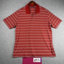 Nike Golf Dri Fit Performance Polo Shirt Mens XL Red White Striped Lightweight